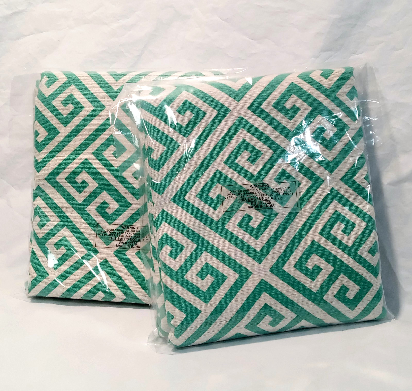 2 Panels Threshold Green & White Greek Key Window Curtain 54 x 95 Target India