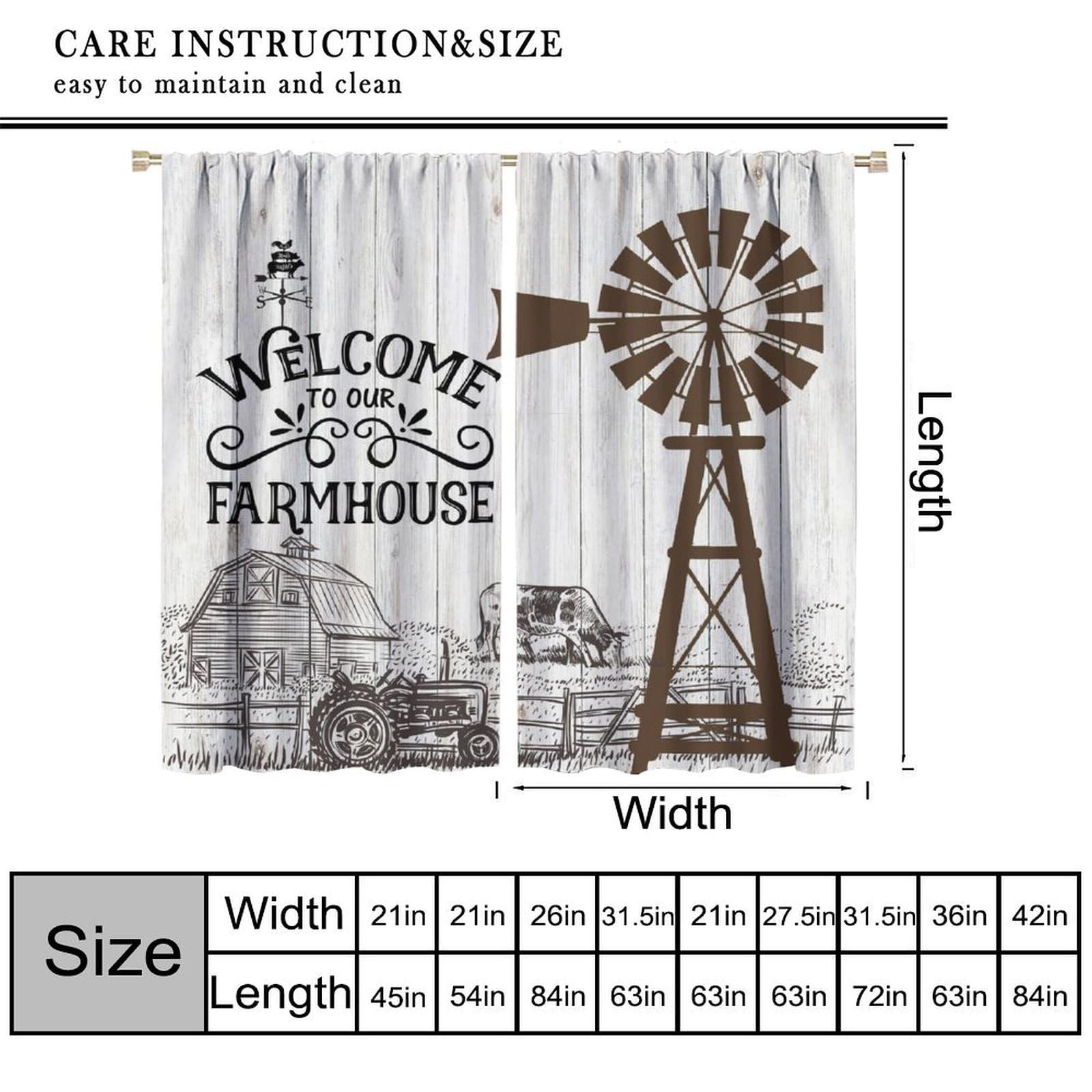AuiMzoo Rustic Windmill Curtains 84X84 Blackout