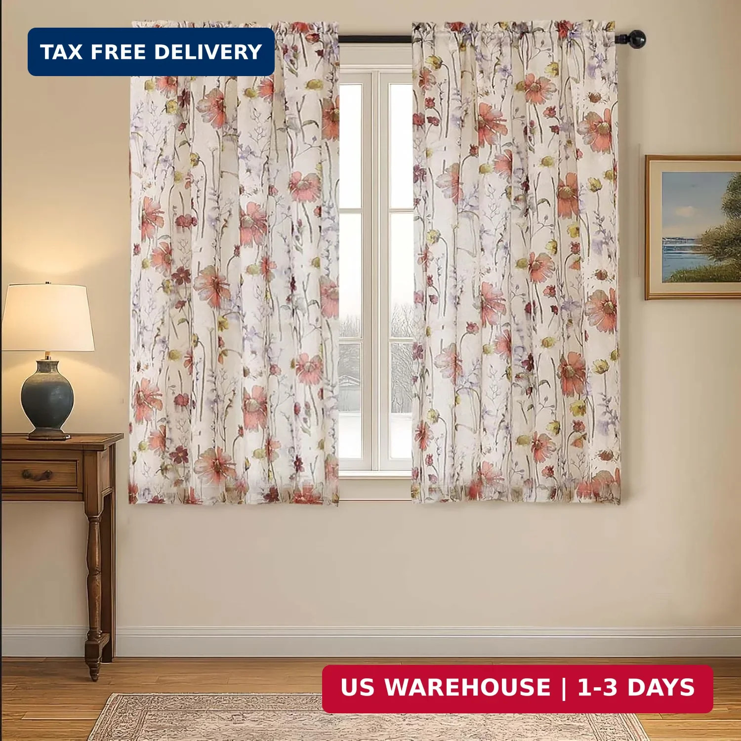 Crushed Kitchen Window Curtains 45 Inches Length 2 Panels Elegant Farmhouse