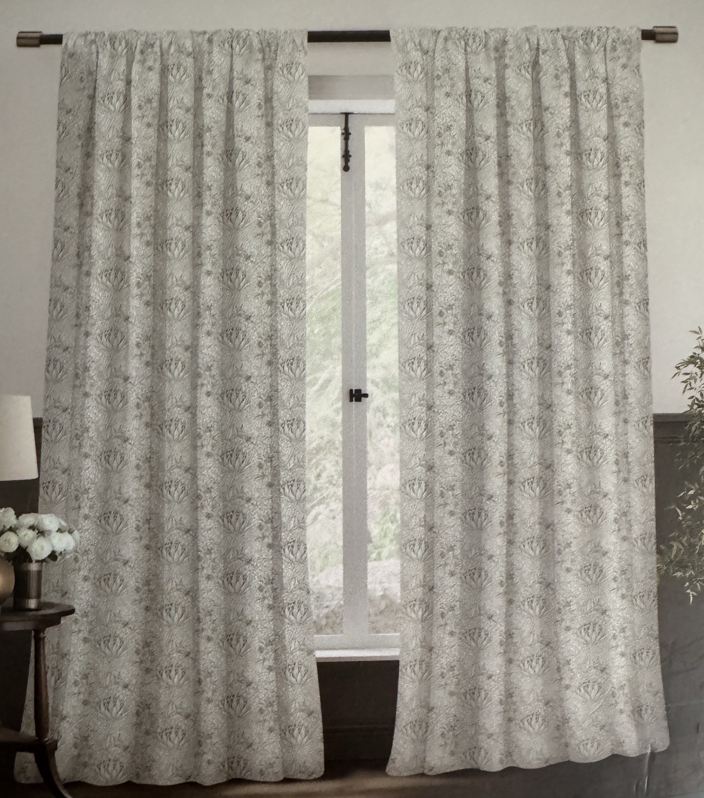 New Morris & C Window Curtains 2 Panels Darkening 37 x 84 Artichoke Sage Green