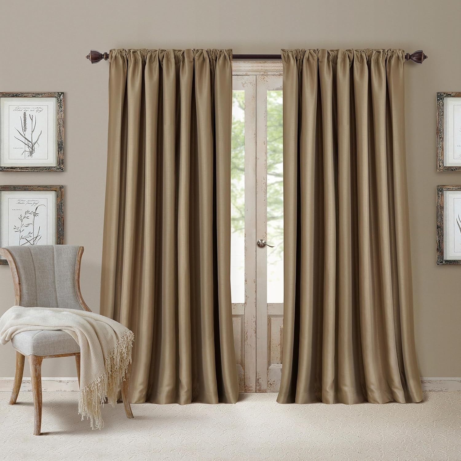 Timeless Blackout Drapes in Antique Gold – 52″W x 95″L Room Darkening Feature