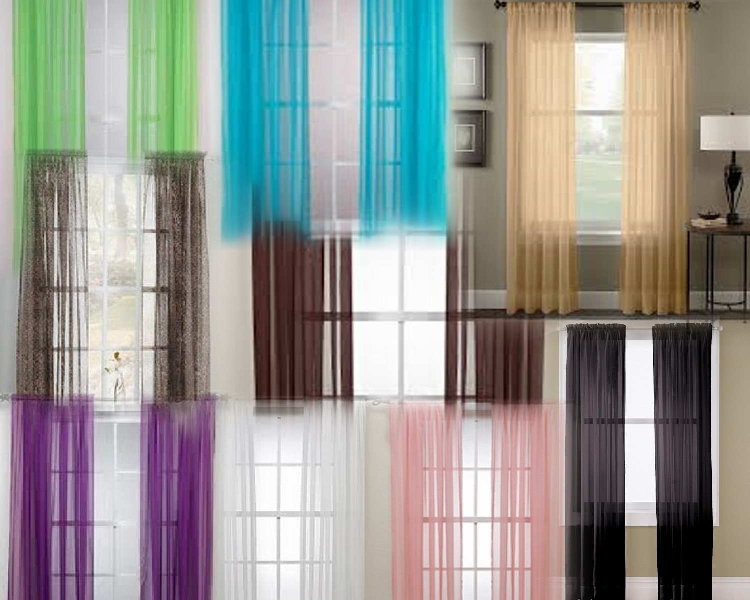 2 PANELS VOILE SHEER FABRIC ELEGANT WINDOW CURTAIN DRAPE USE MANY STYLES 52″X84″