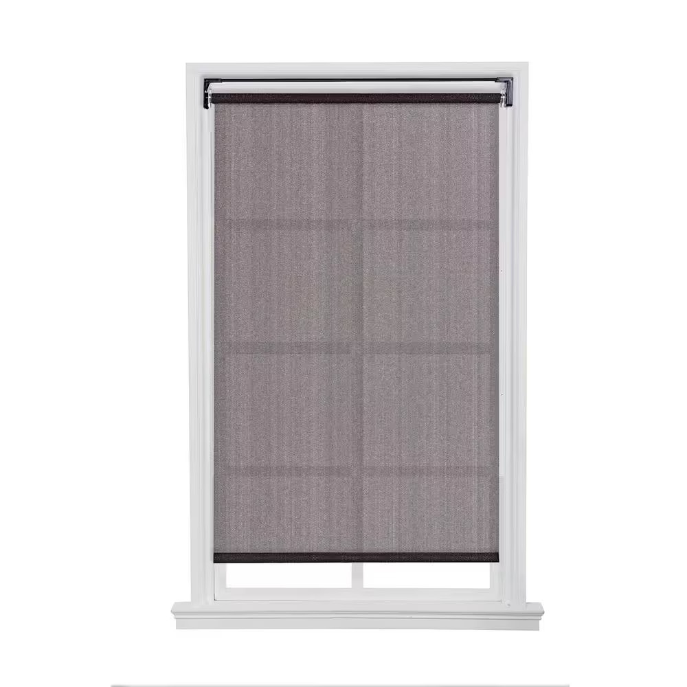 Deep Brown Cordless PVC Solar Exterior Roller Shade 48 In. W X 66 In. L