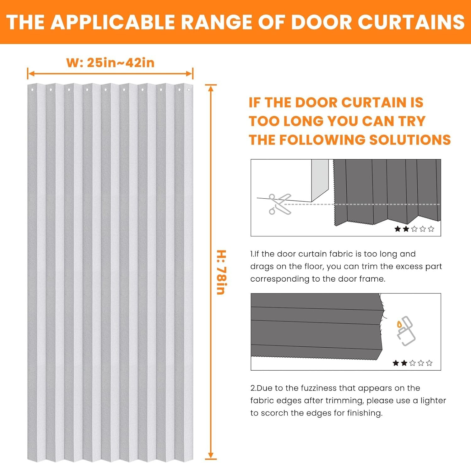 Customizable Accordion Blackout Curtain – 42″W x 78″L, Easy Install & Clean