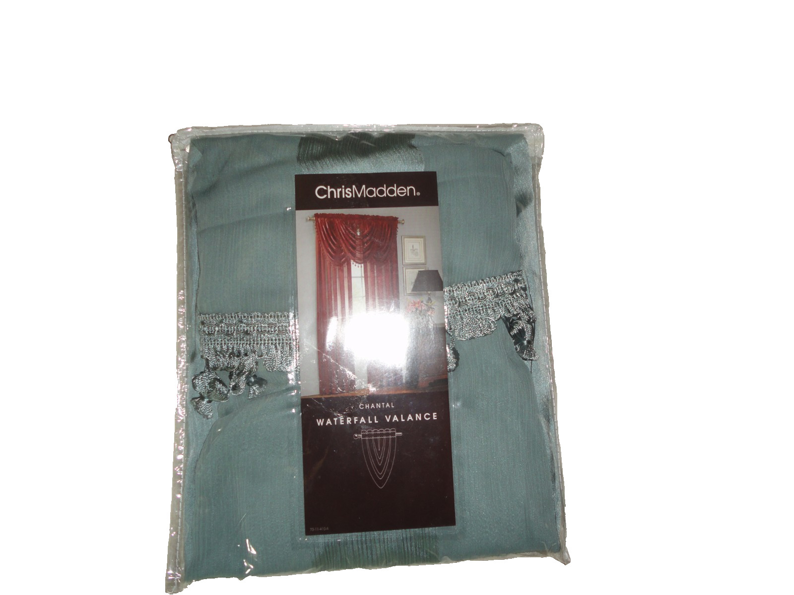 JC PENNEY CHRIS MADDEN SEASIDE BLUE CHANTAL STRIPE SHEER WINDOW VALANCE 58X38