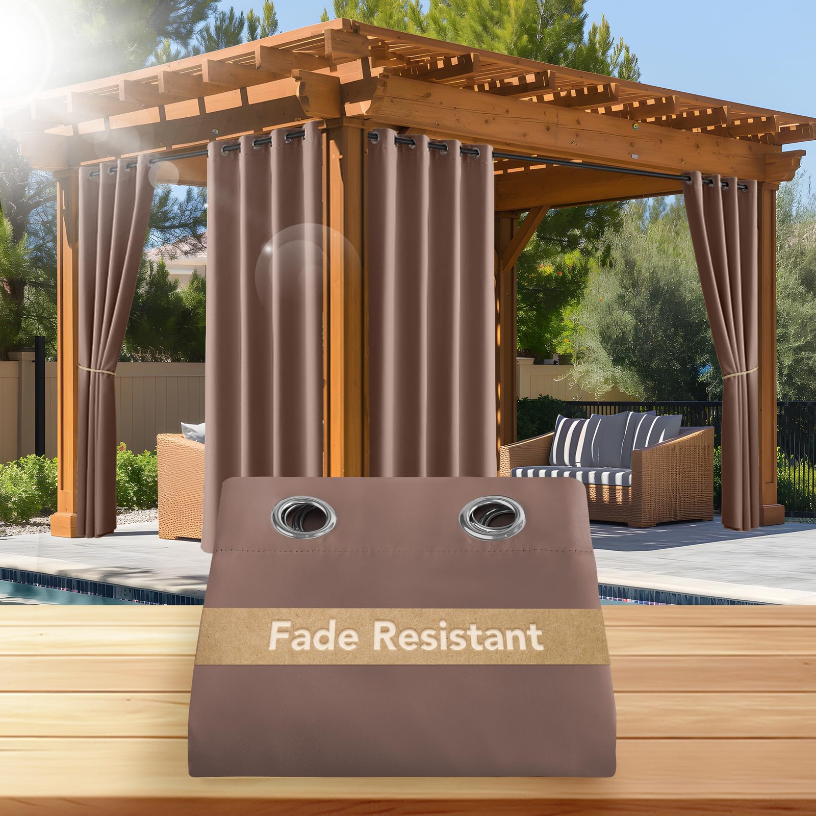 Fade Resistant Outdoor Curtains for Patio Waterproof, Lightfastness Grade 4 L…
