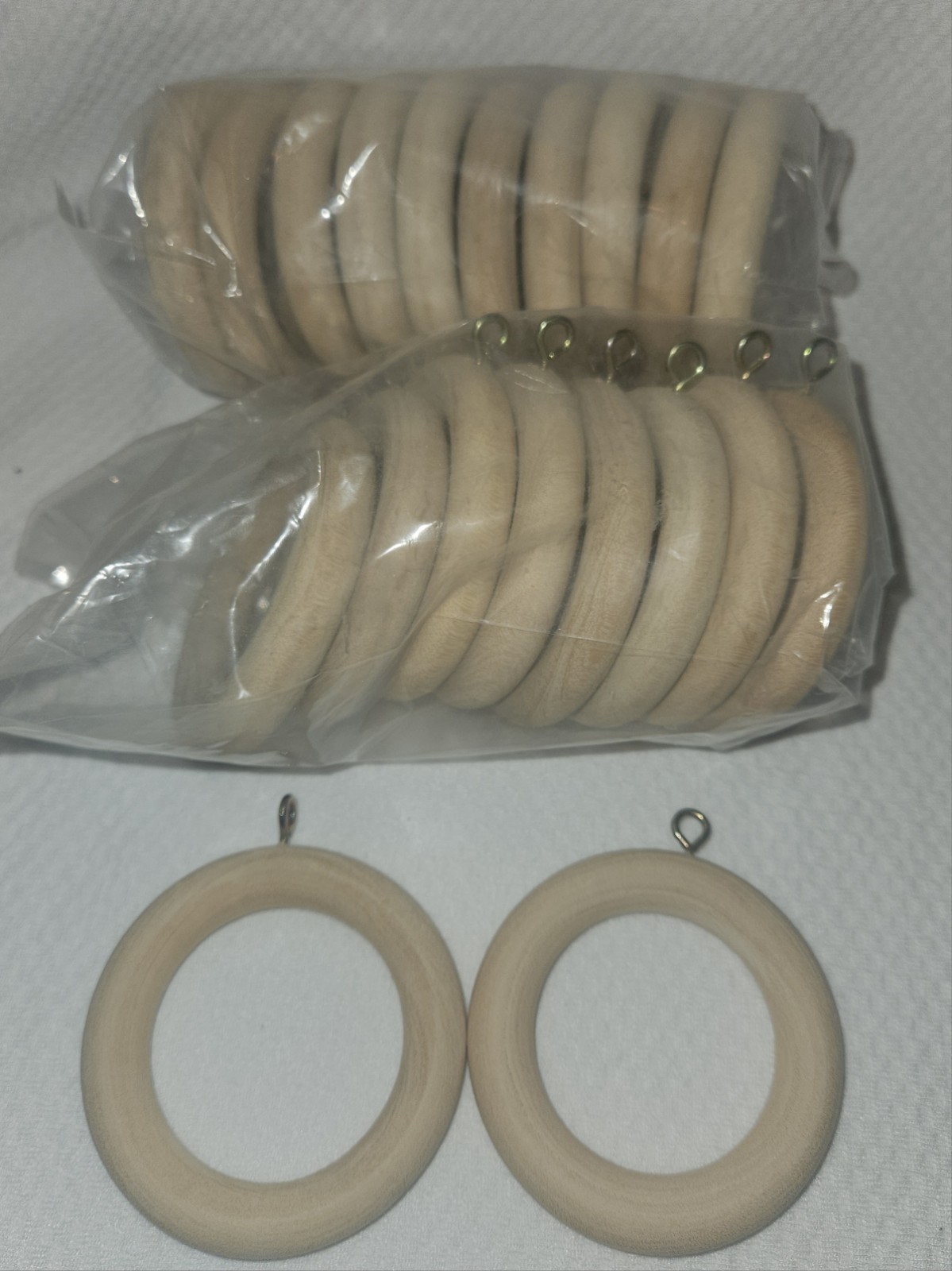 20 Unfinished Wood Rings With Gold Eyeletss For Curtain Rods