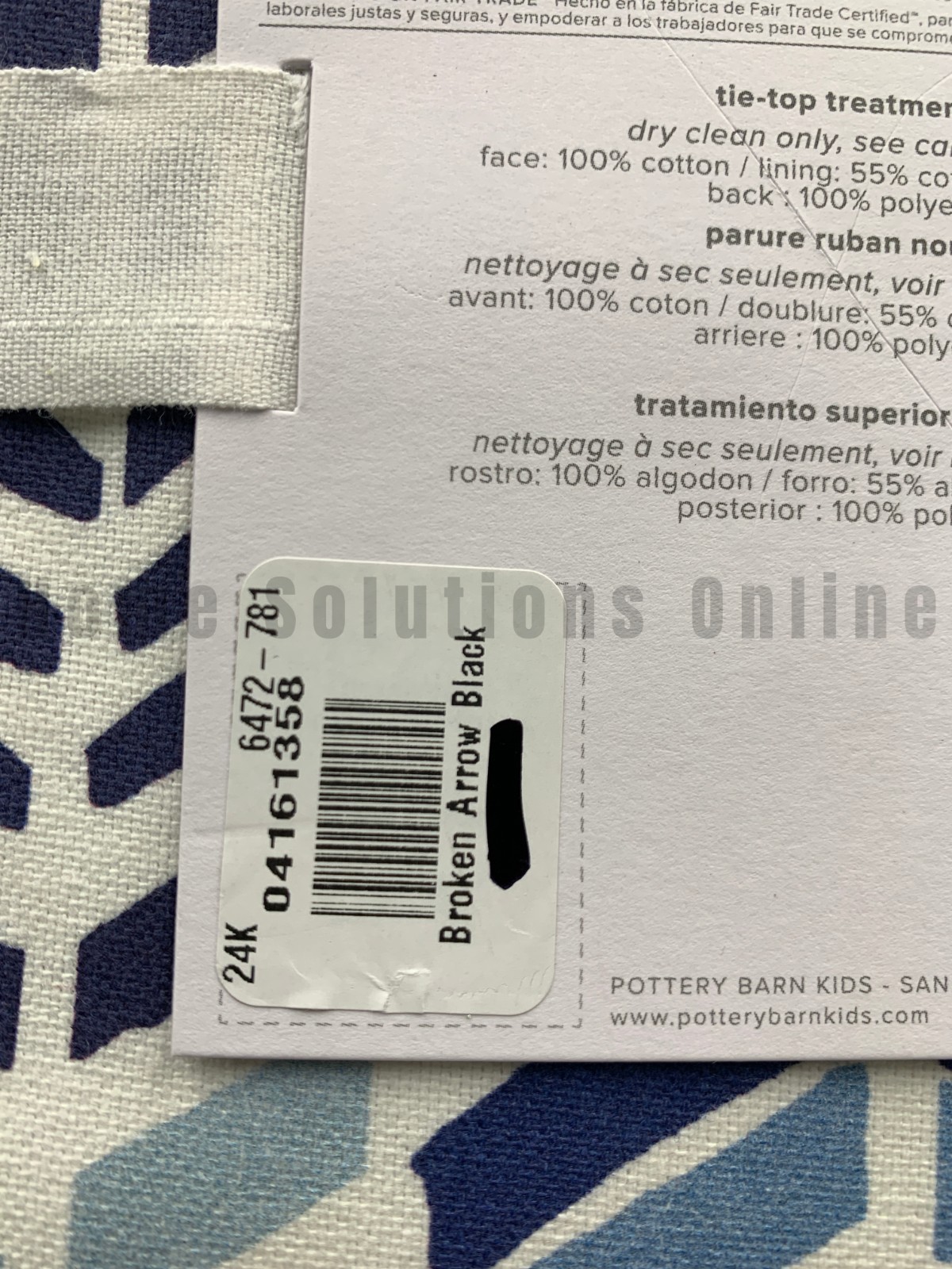 Pottery Barn Kids Broken Arrows Cotton Blackout Curtain Navy Multi 96″ #B4001