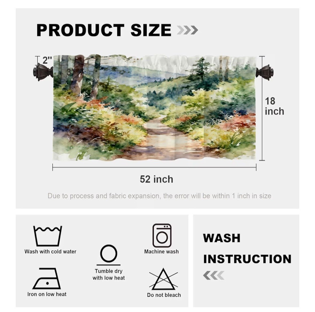 Batmerry Landscape Mountain Kitchen Valance-52″x18″-NEW IN ORIG PKG