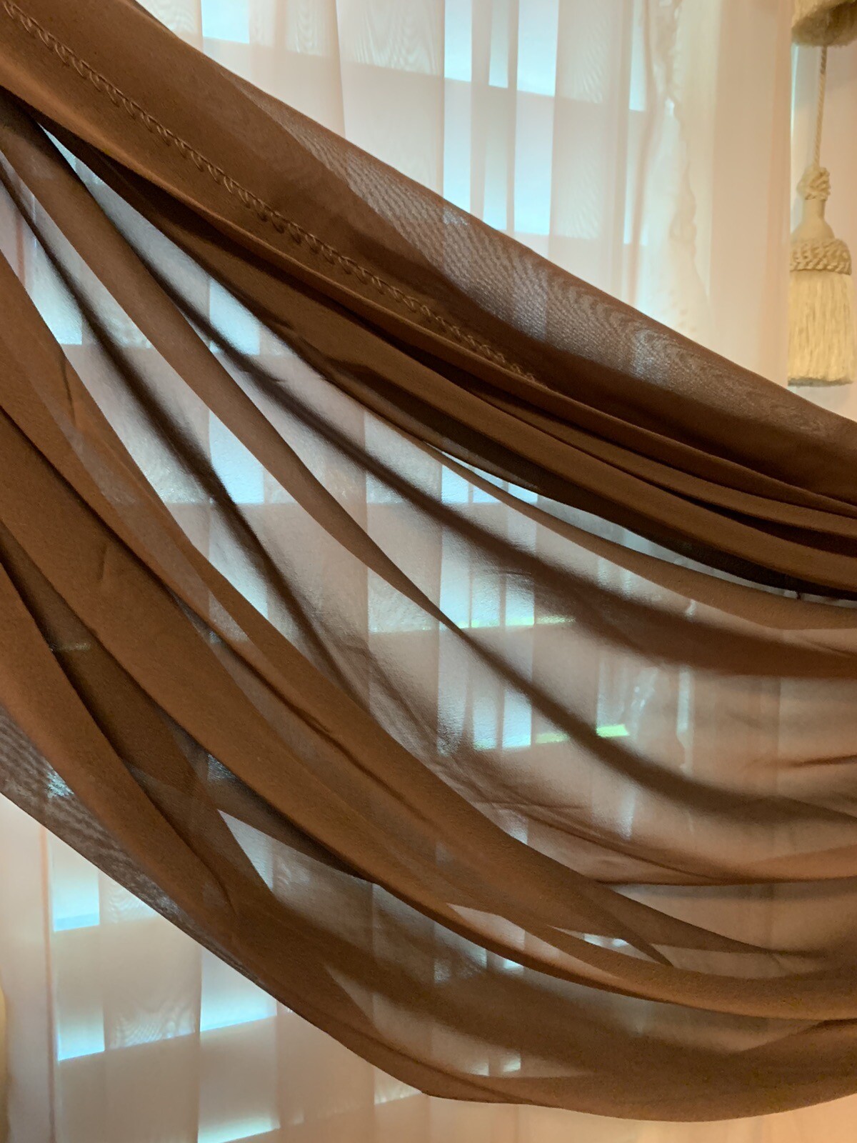 ❤️Jcpenney Semi Sheer 6 Yard Scarf Valance Antique Plum 52 X 216″