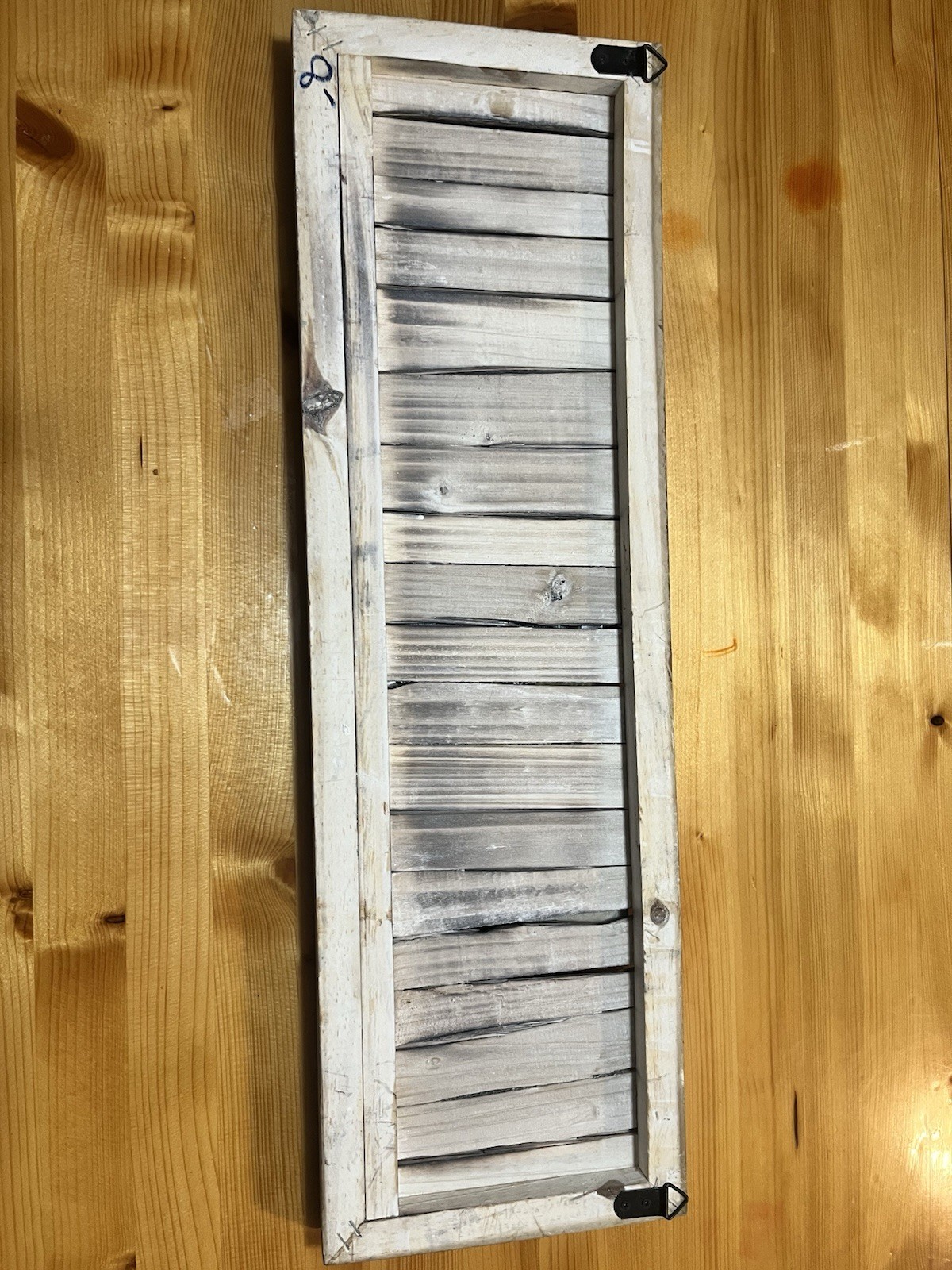 Wood Solid Panel Shutter Wall Decor w/ Decorative Crosses Gray/White Indoor
