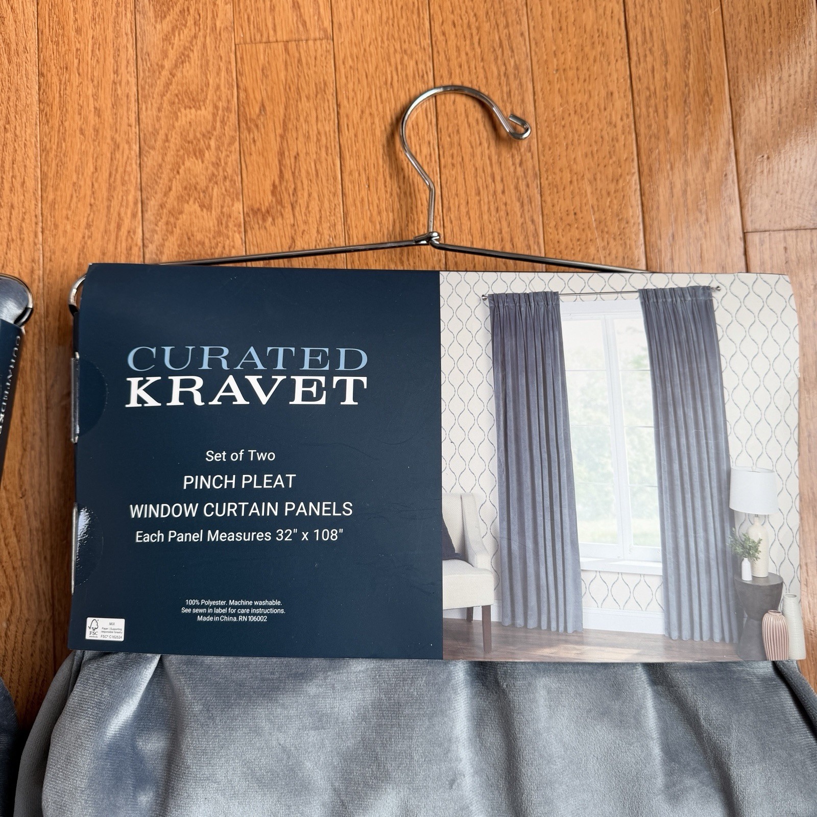 2 Sets Curated Kravet Velour Curtains Gray Silver Blue Panel 32×108 READ!