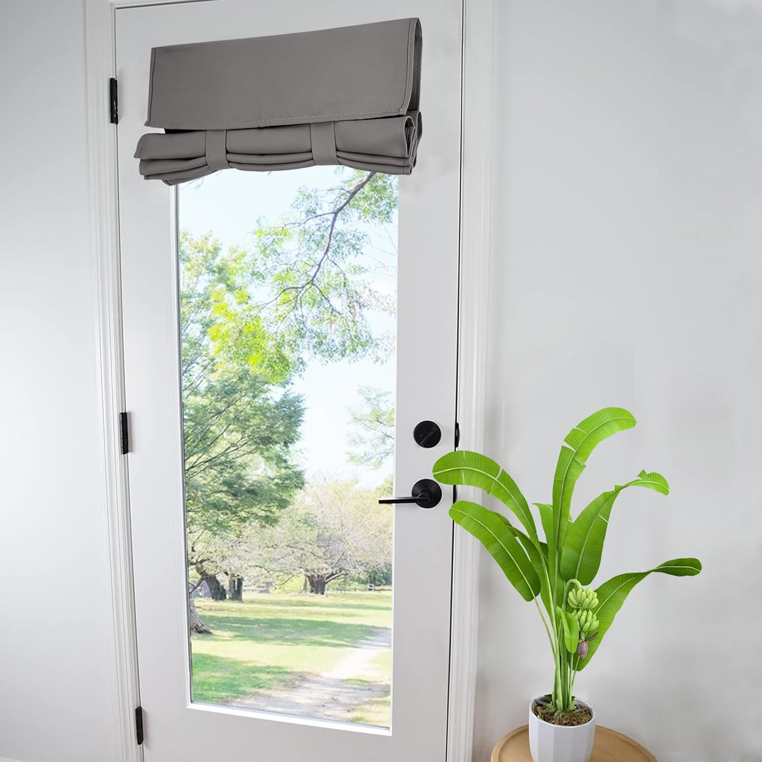 Privacy Blackout French Door Curtain. | 25×70” Dark Gray single panel curtain, e