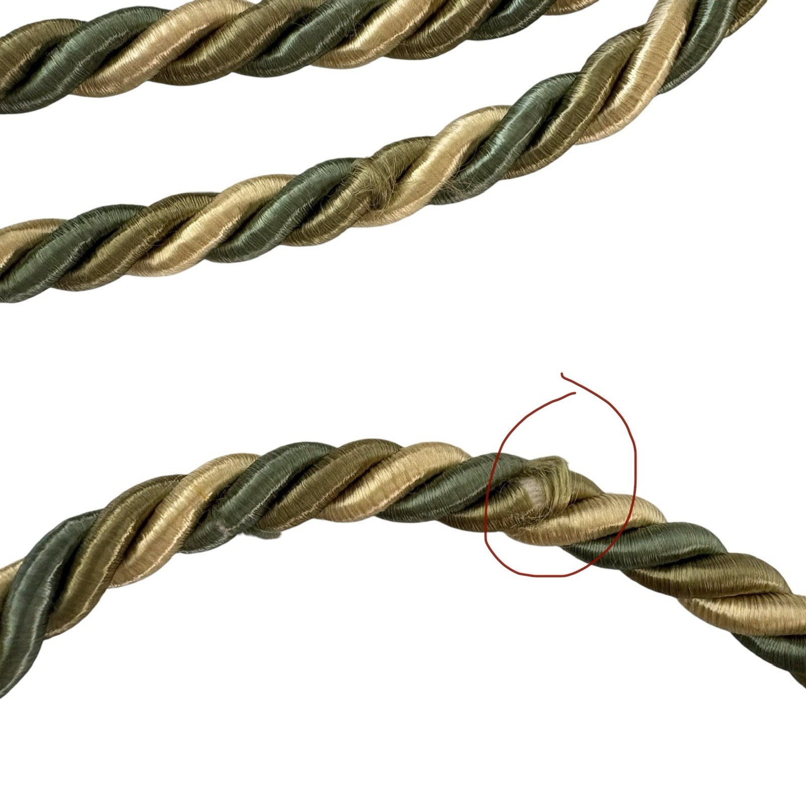 2 Decopro Drapery Curtain Tiebacks Green & Gold Woven Braided Knot Tassels