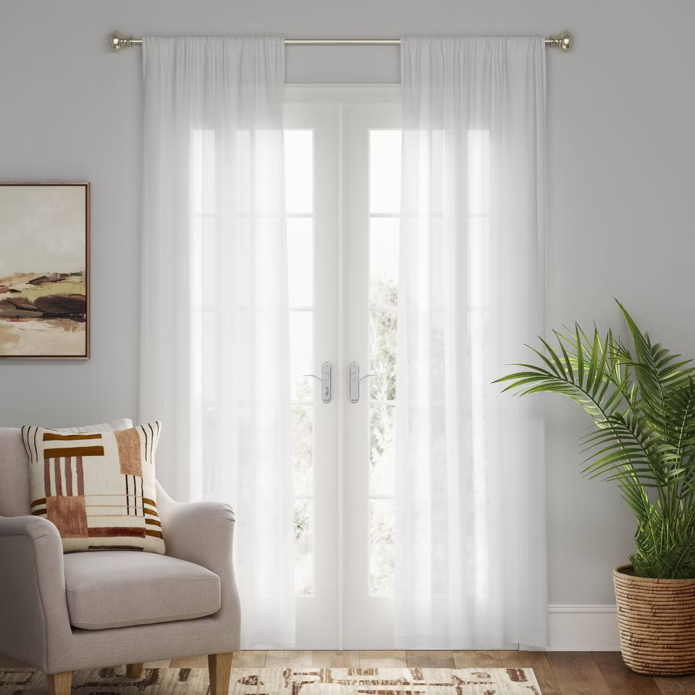 54″x95″ Light Filtering Farrah Window Curtain Panel White – Threshold: Sheer, UV