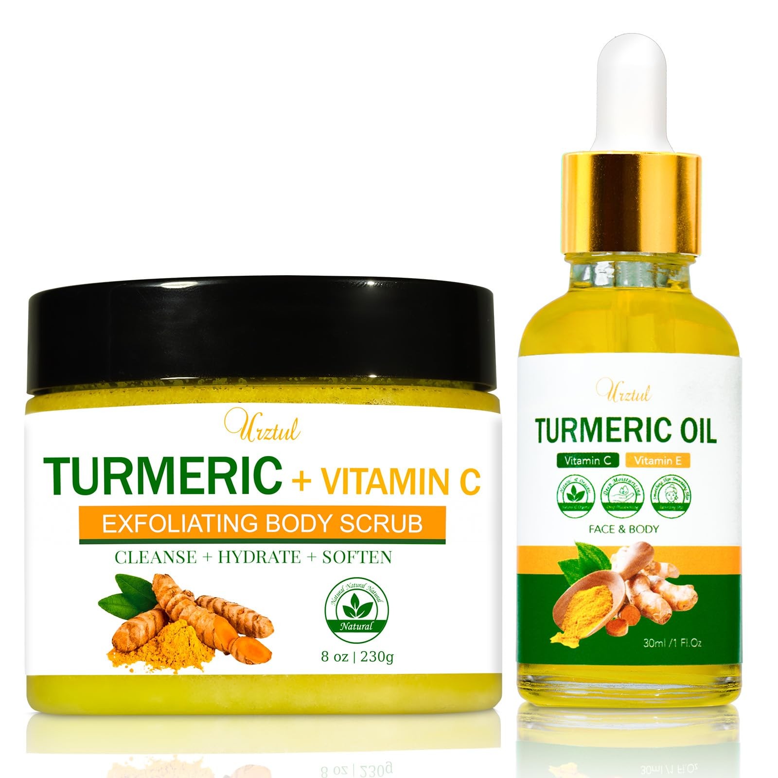 Turmeric Body Scrub Tumeric Oil Set, Natural Soothing 8 Ounce (Pack of 1)