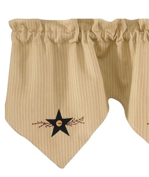 Lined Triple Point VALANCE Farmhouse Park Design Primitive Star Vine 60×20 Strip