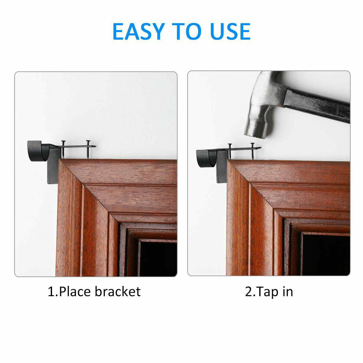 8Pcs Curtain Pole Brackets No Drill Curtain Rod Holder Into Wooden Window Frame