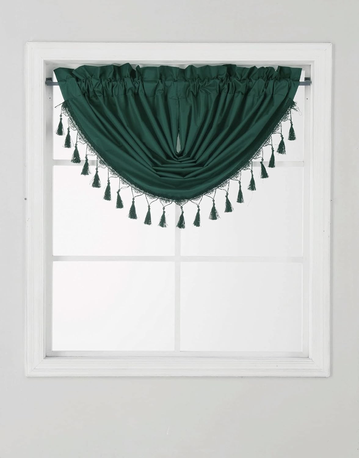 Microfiber Window Curtain Valance Swag with Tassels and Waterfall Rod Pocket