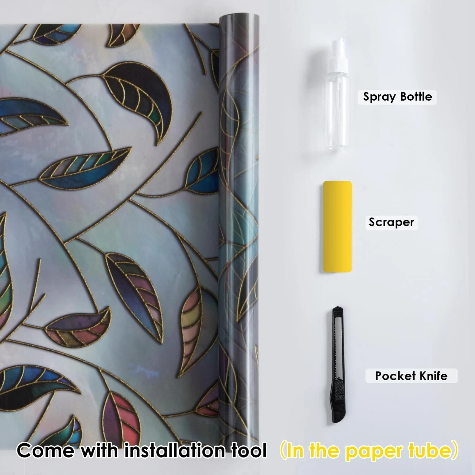 DKTIE Static Cling Decorative Window Film Vinyl Non Adhesive Privacy Film wit…