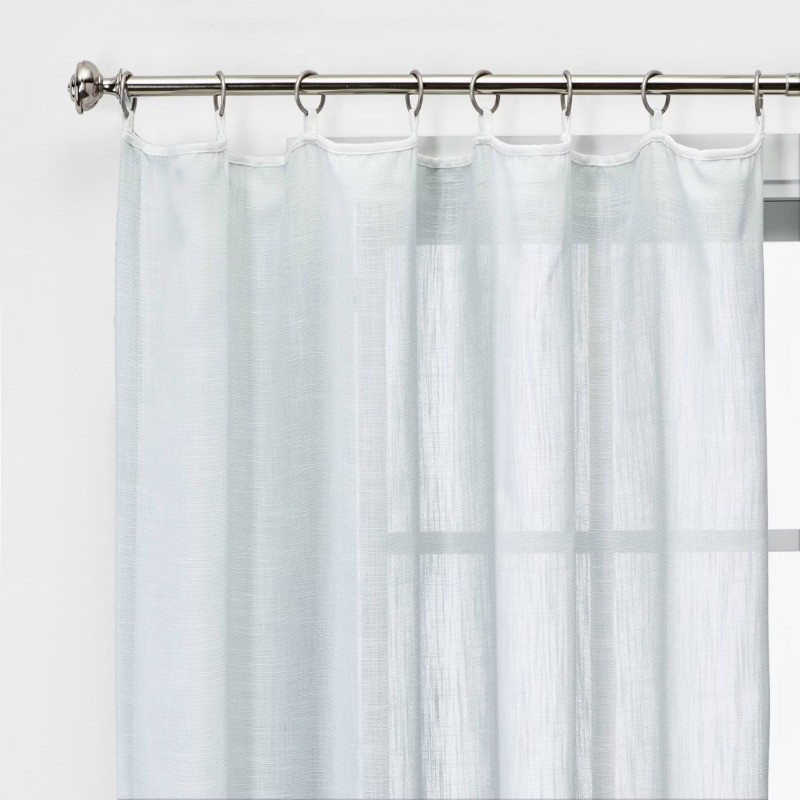 54″x84″ Sheer Contrast Edge Window Curtain Panel White/Light Brown