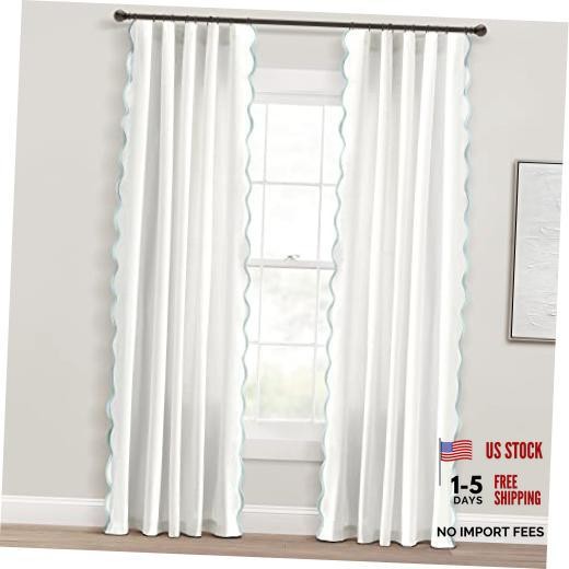 Coastal Chic Scalloped Edge Light 52″W x 84″L (Pack of 2) Blue & White