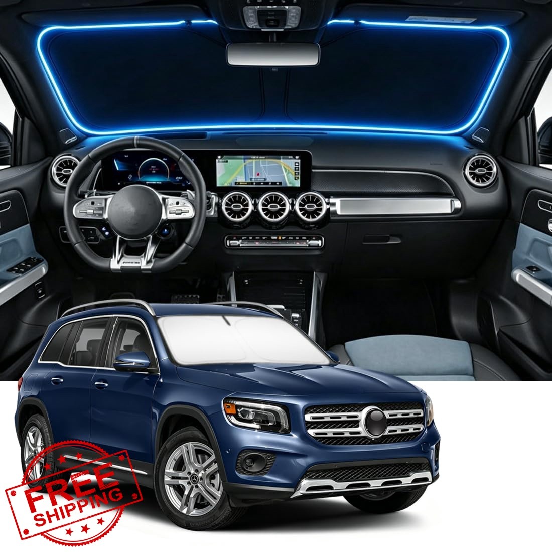 Windshield Sun Shade for Mercedes Benz GLB 2020-2024 2025 2026 4-Layer Front …