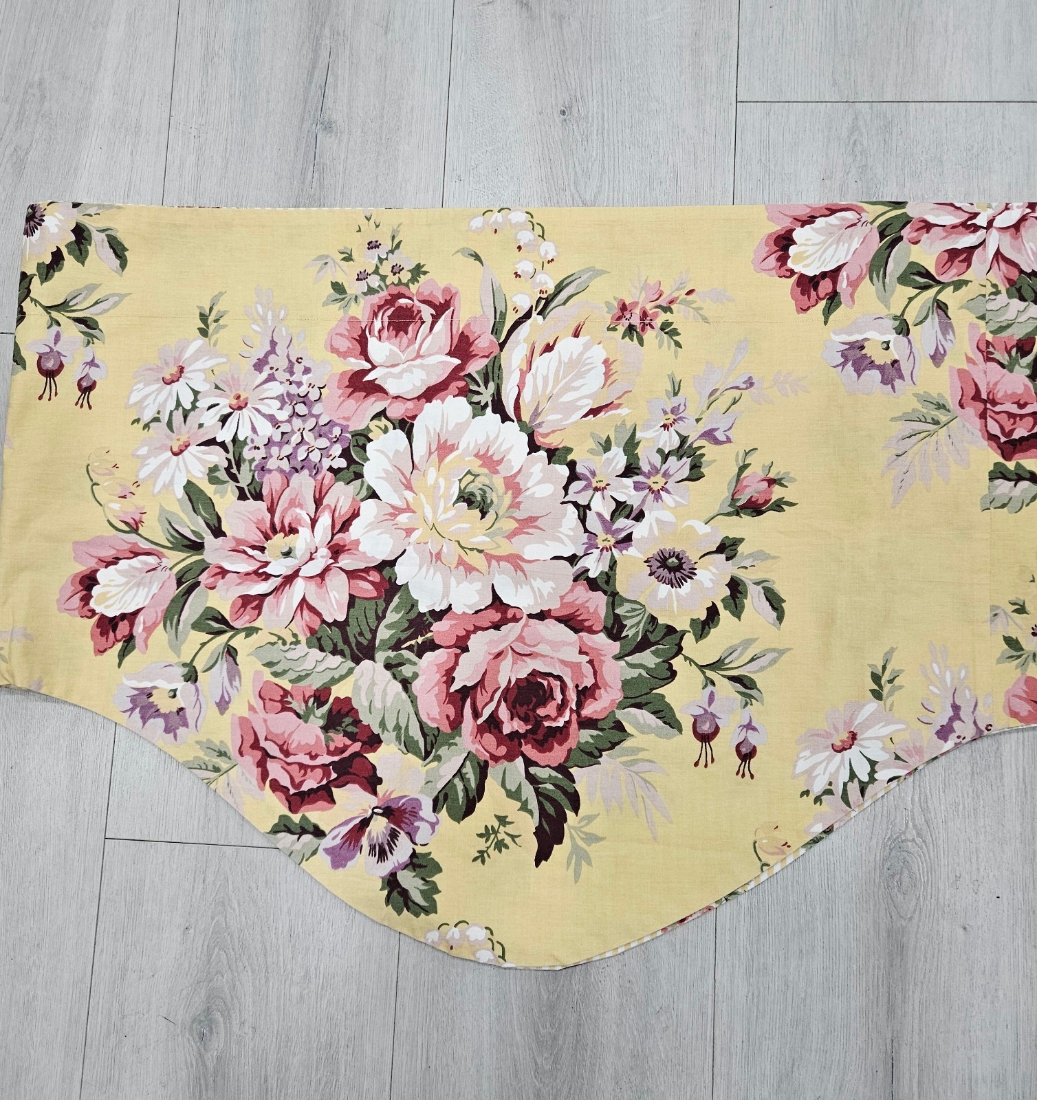 Ralph Lauren Sophie Brooke Yellow Floral & Stripe 2 Valances & 4 Curtain Panels