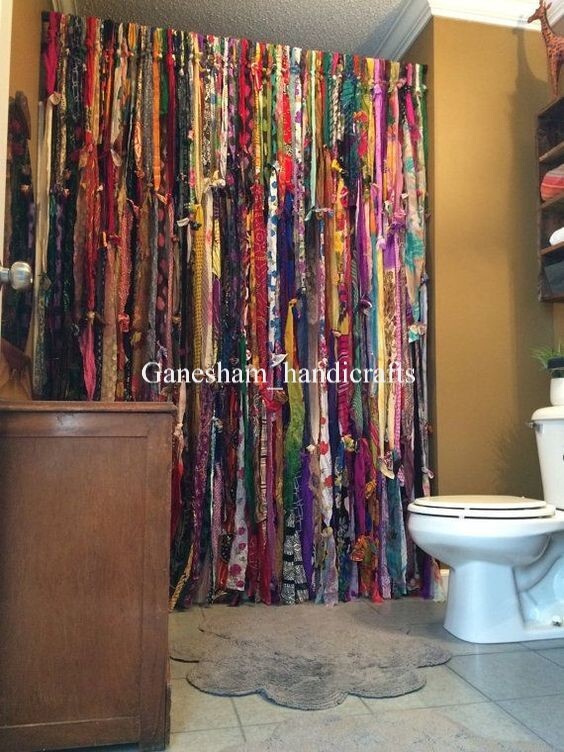 50 Strands, Bohemian gypsy rag Window Bohemian Valance Indian Backdrop curtains