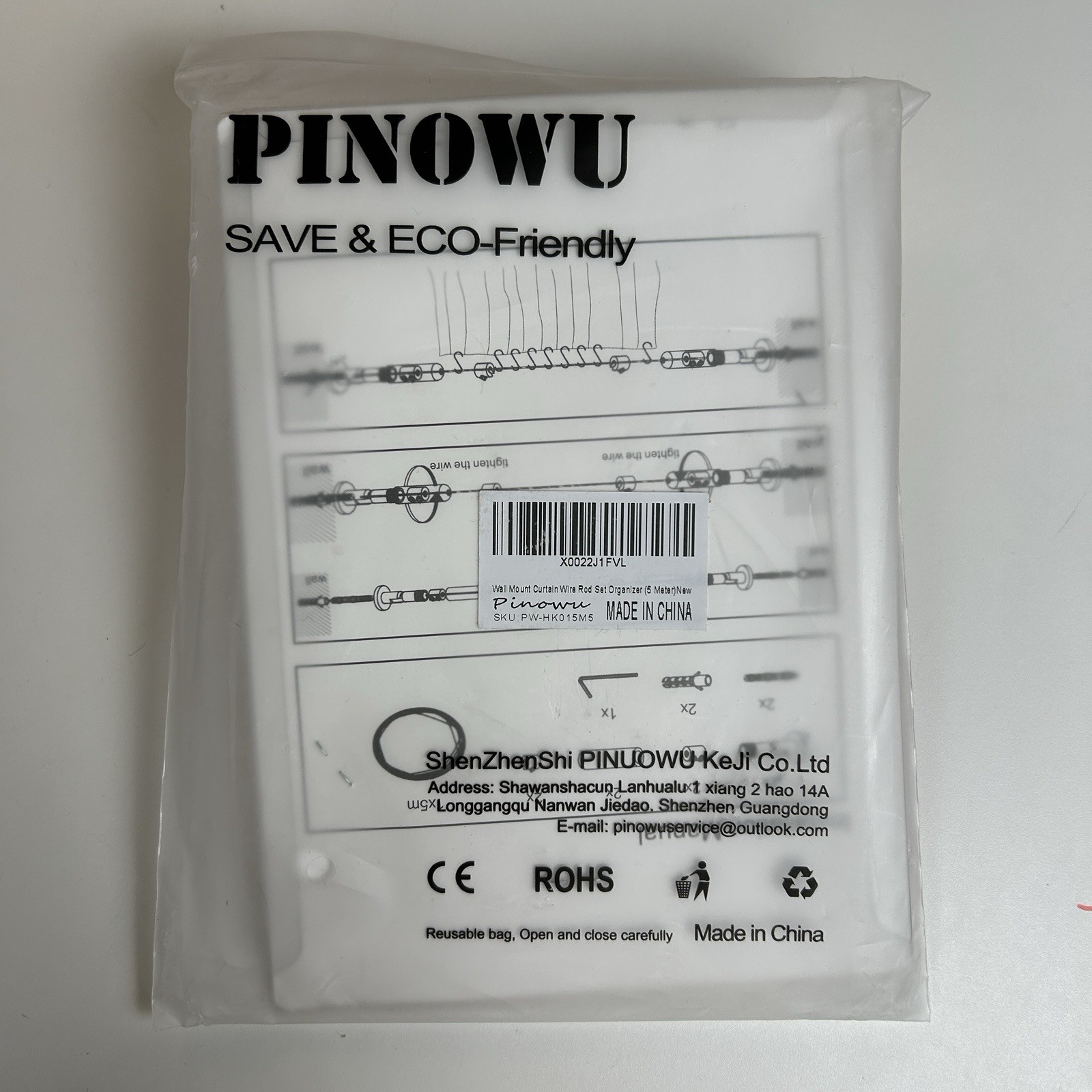 PINOWU 5M Stainless Steel Curtain Wire Rod Set Wall Mount Hanging Cable Kit