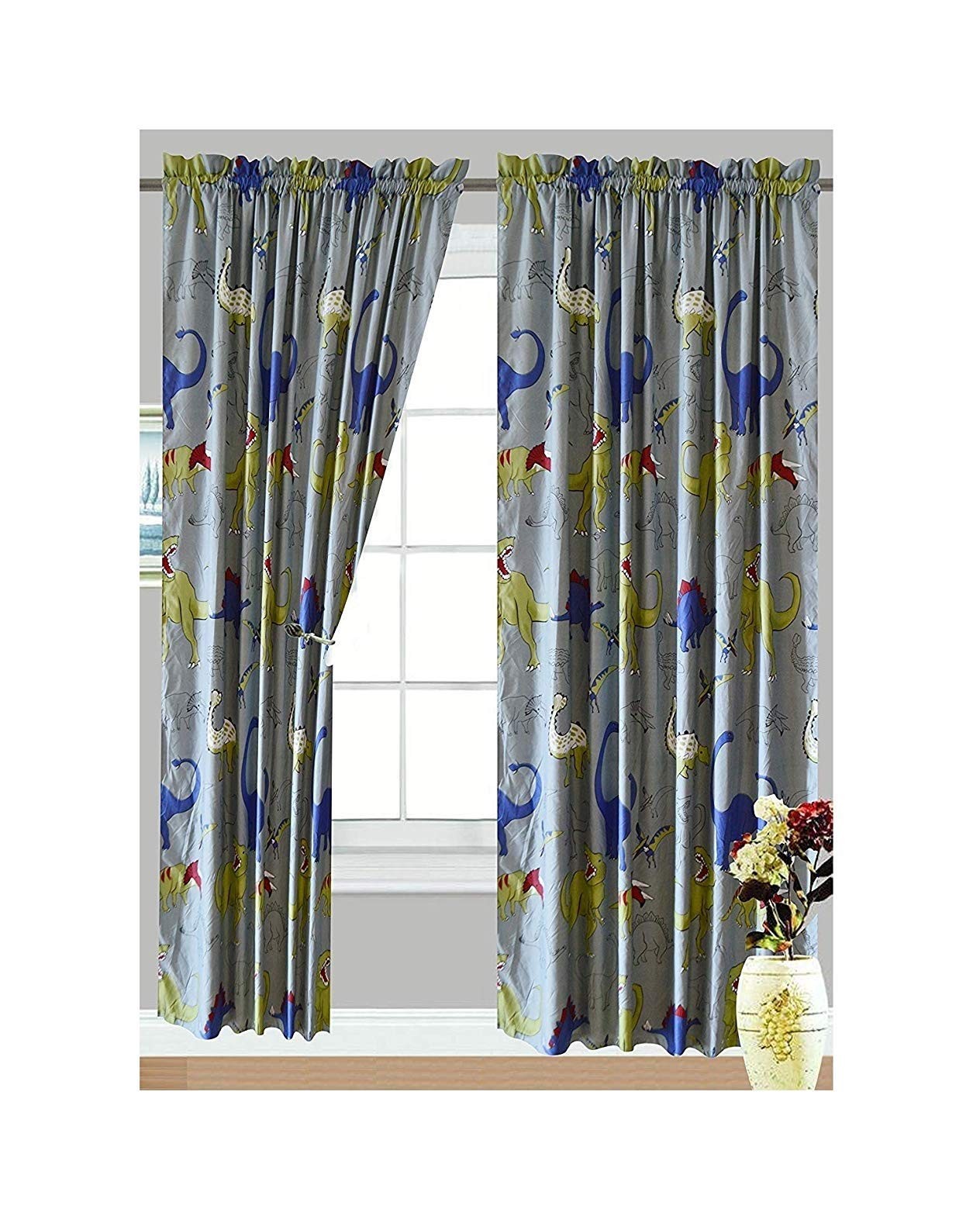 All ‘ Dinosaur 4-Piece Curtain Set| Matching Set & ComforterSet Available!