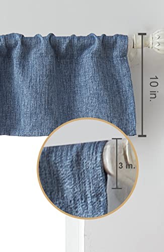 10 Inch Valance for Window Toppers,Linen 52″W x 10″L (Pack of 1) Denim Blue