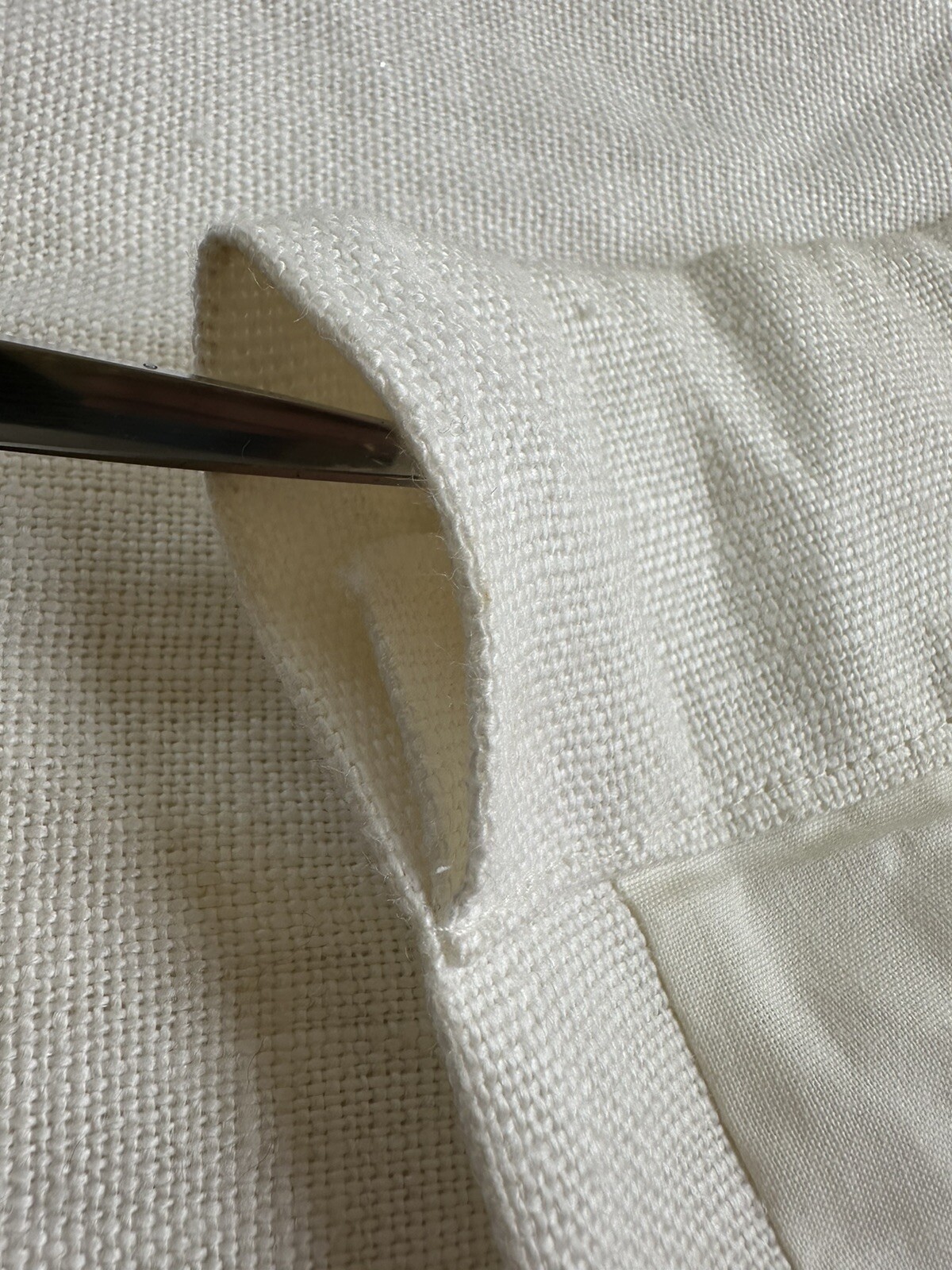 Single Restoration Hardware Belgian Textured Linen Curtain 96×48 White Lined