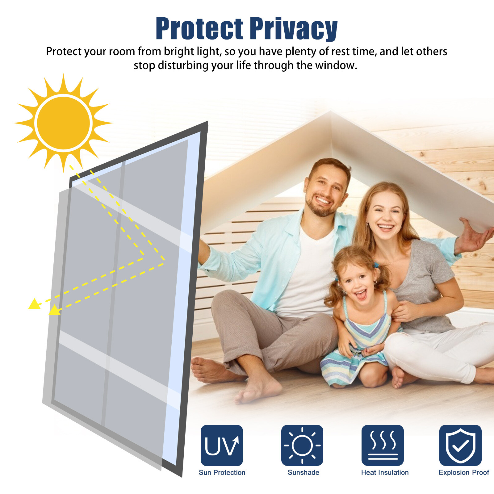 One-Way Mirror Window Film Privacy Tint Sun UV Reflective Heat Control Home Use