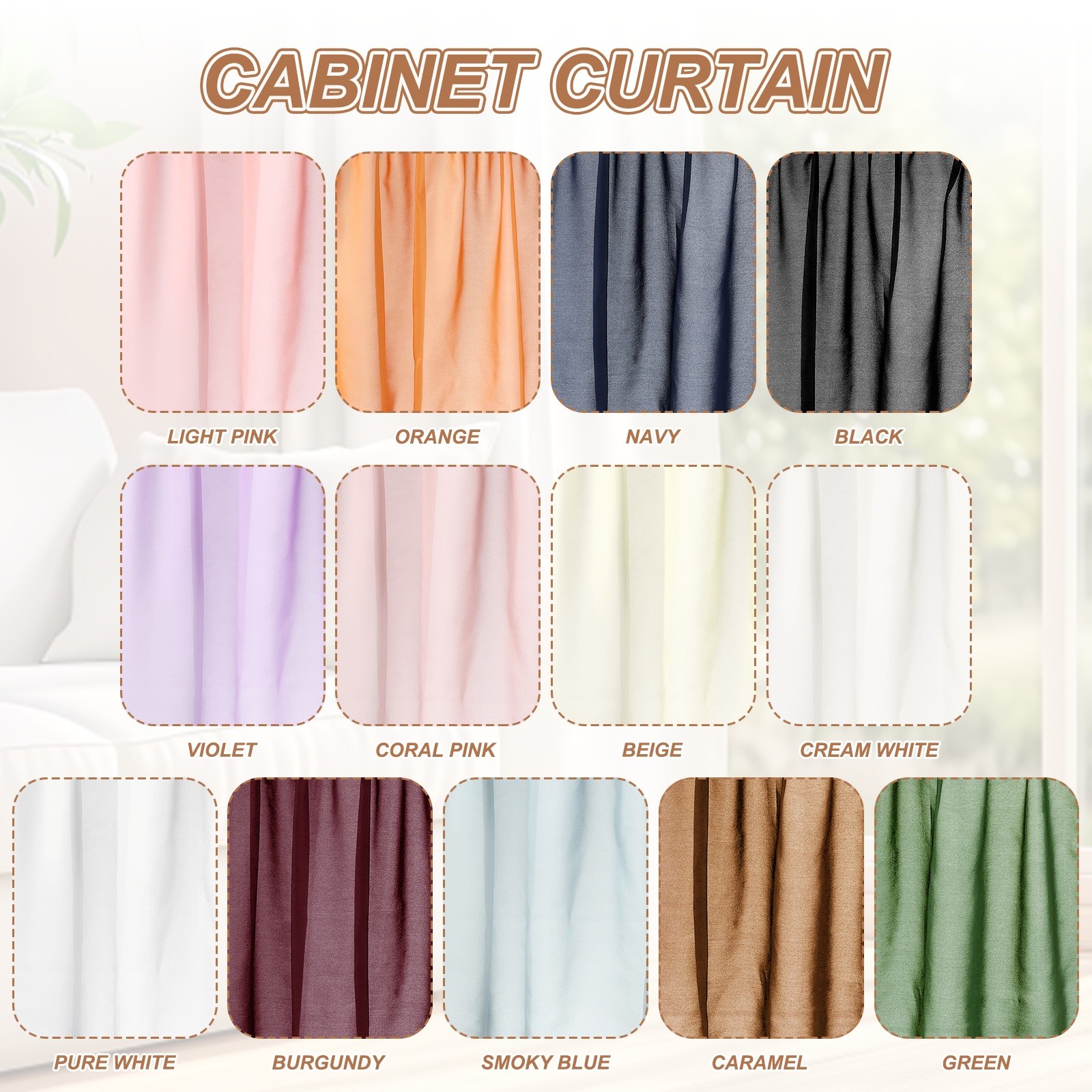 1 Panel Cabinet Curtain, Black, 27.5″ W x 39″ l
