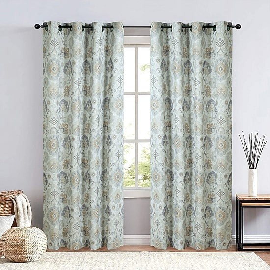 Max Blackout Baylor Print Curtain Panel 50×63 Grommet Blackout Neutral Floral
