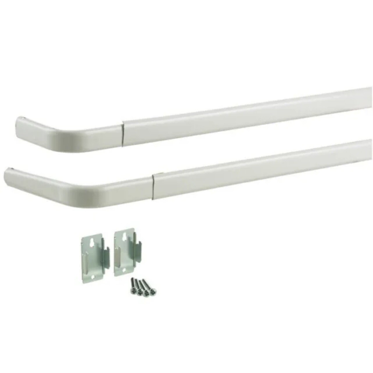 Kenney KN521 Steel White 2” Dia. Wall Mount Double Curtain Rod • Adj. 28”-48” L