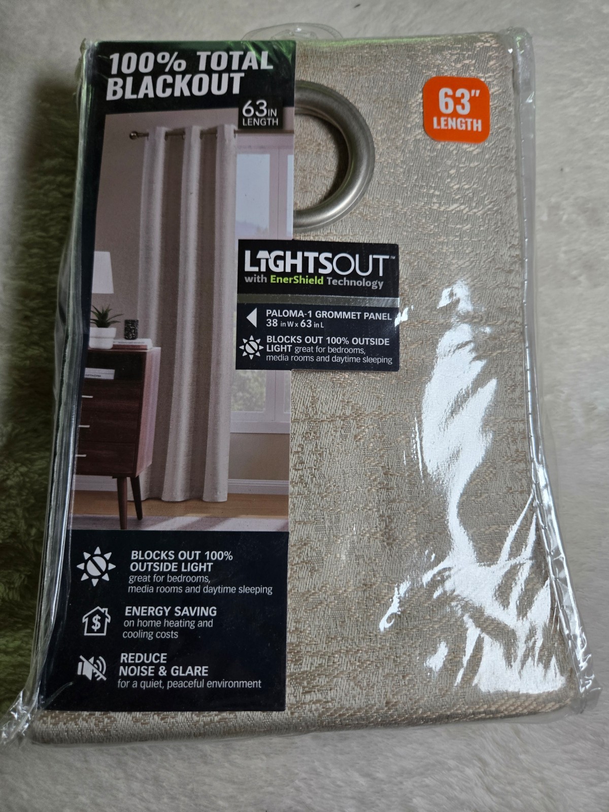 LightsOut Blackout Drapery Panel 38×63 – Room Darkening Curtain – SKU 1012200753
