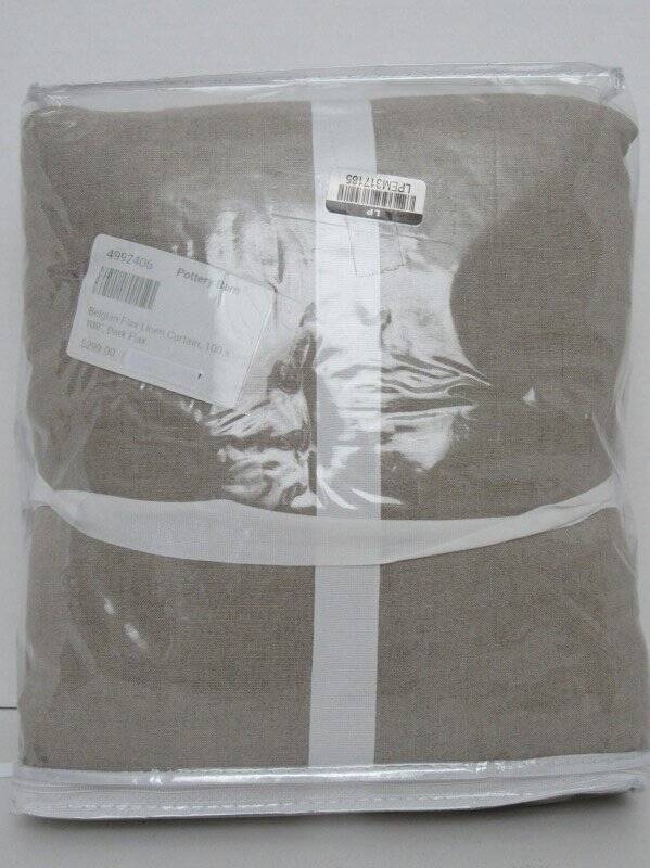 Pottery Barn Belgian Flax Linen Curtain Light Filtering 100 x 108″ Dark Flax NWT