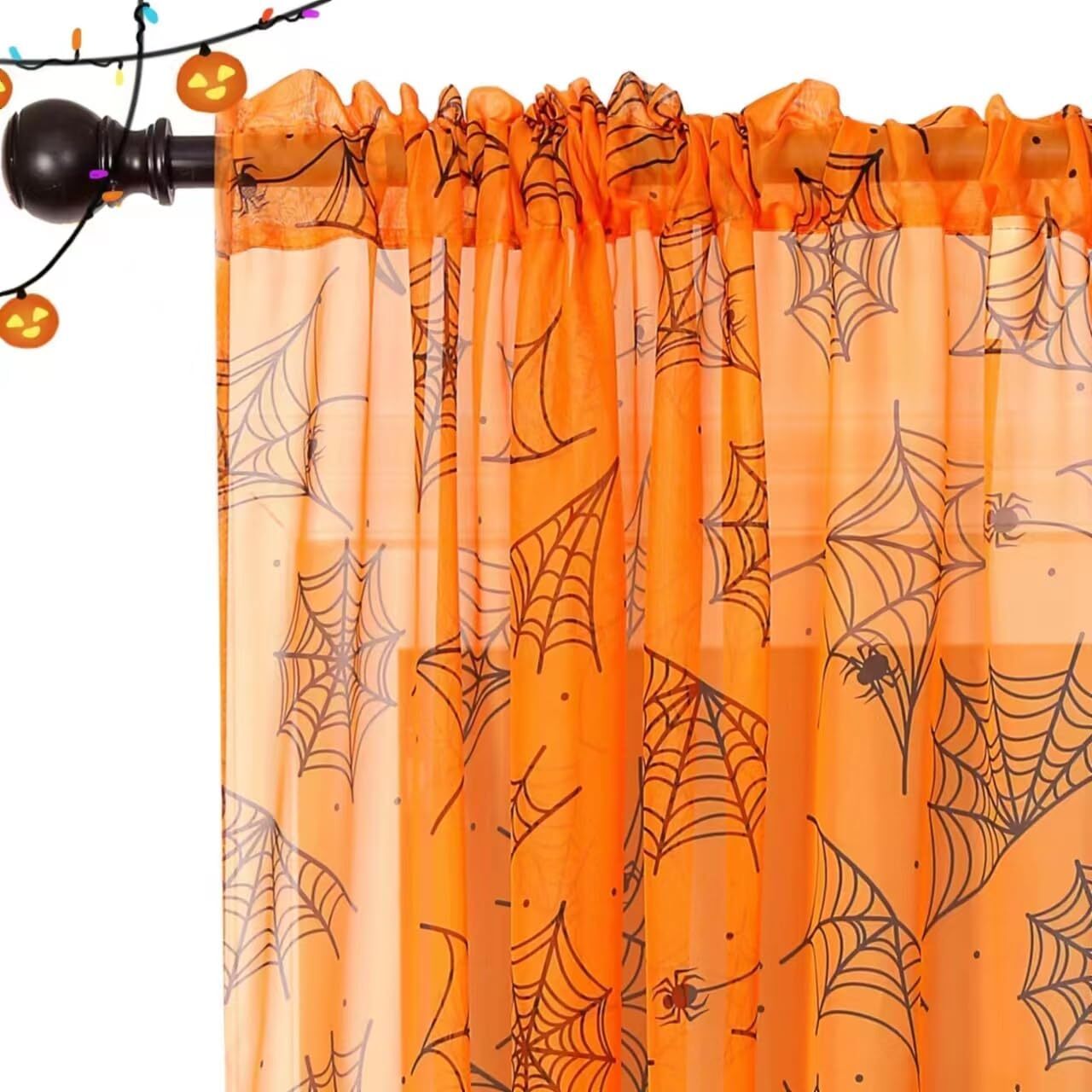 Halloween Curtains for Living Room Orange Sheer Curtains Halloween Decorations