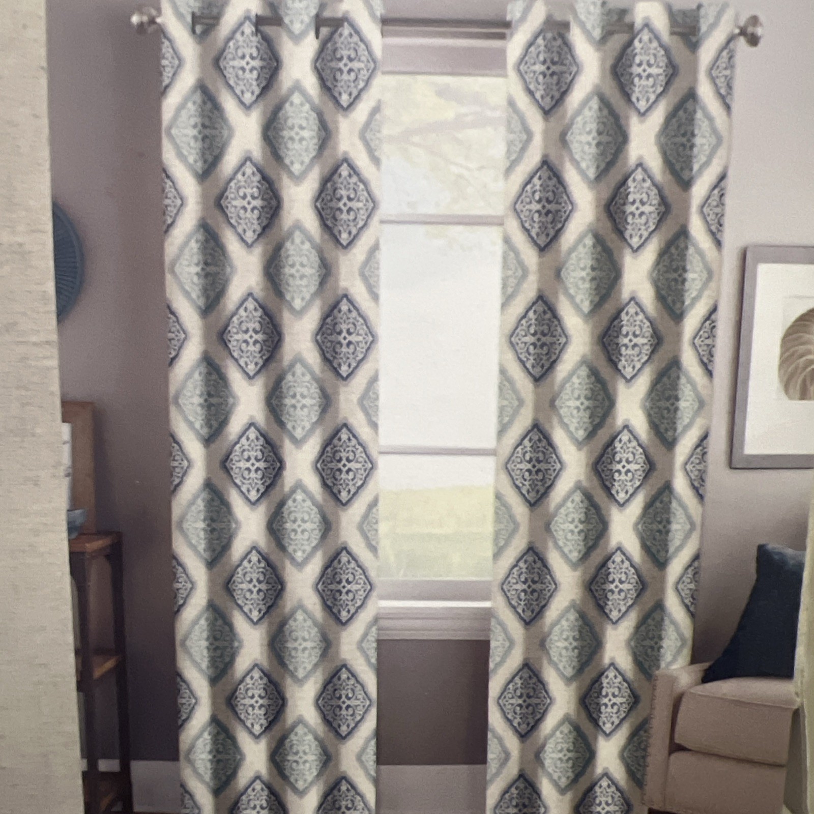 1 Natural Linen Blend Curtain Panel With Grommets 40 In x 84 in NEW