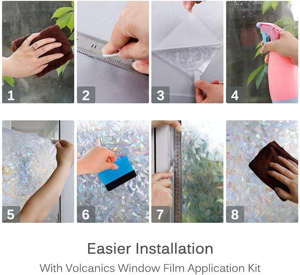 Reusable Rainbow Window Film – 17.5 x 78.7 Inches, UV Blocking & Easy Removal
