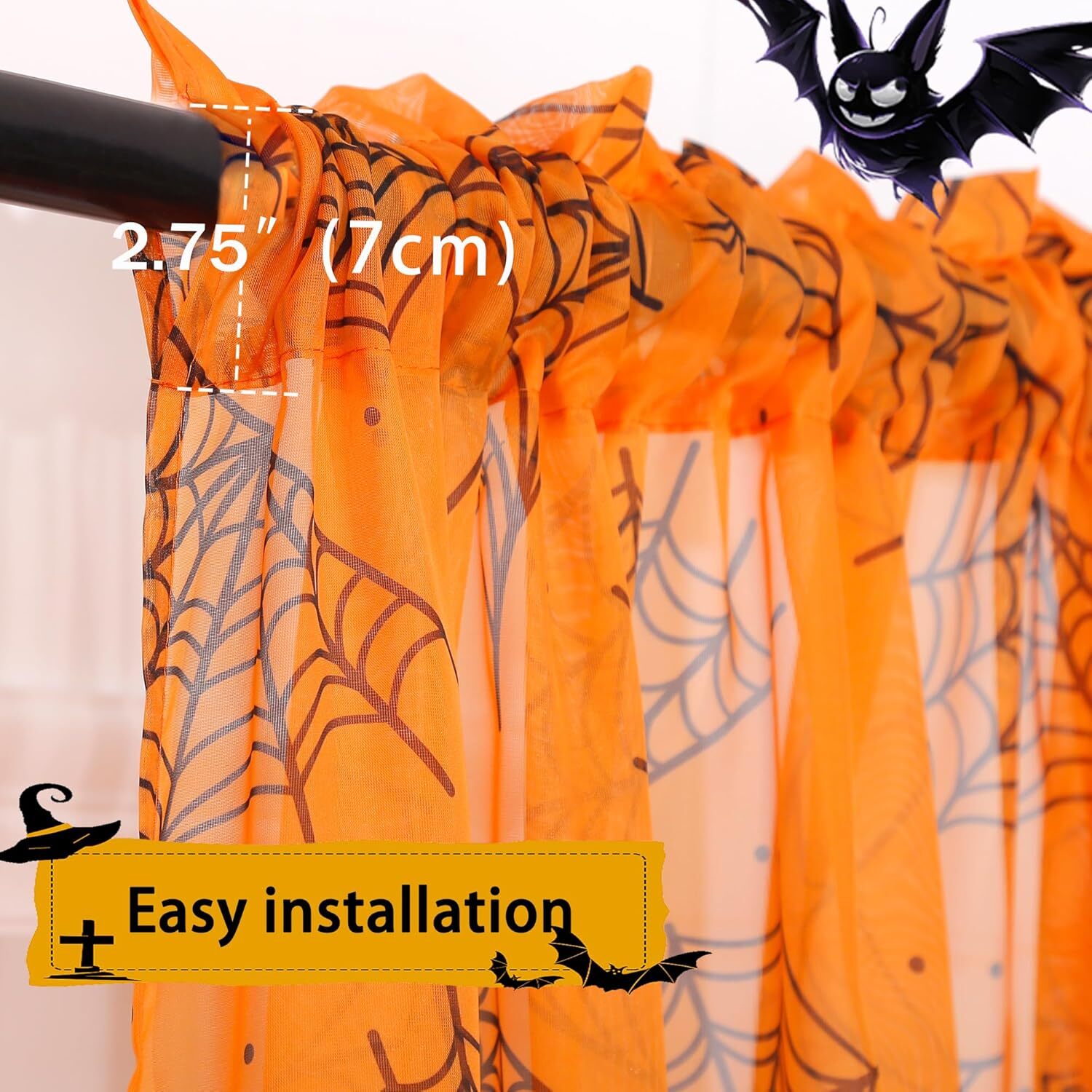 Halloween Curtains for Living Room Orange Sheer Curtains Halloween Decorations