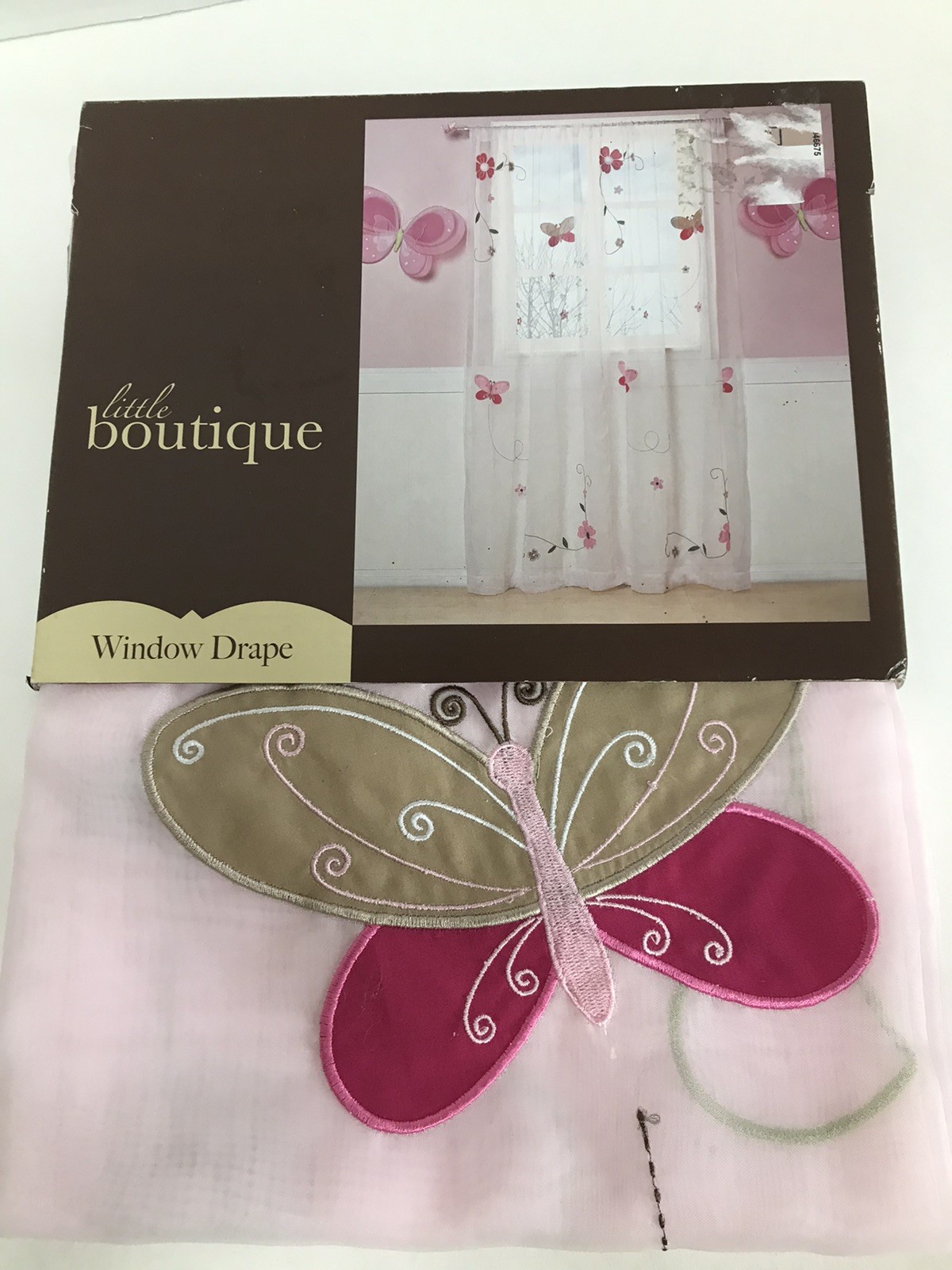 Window Curtain Drape Pink Butterfly Sheer Kids Line Little Boutique New Unused