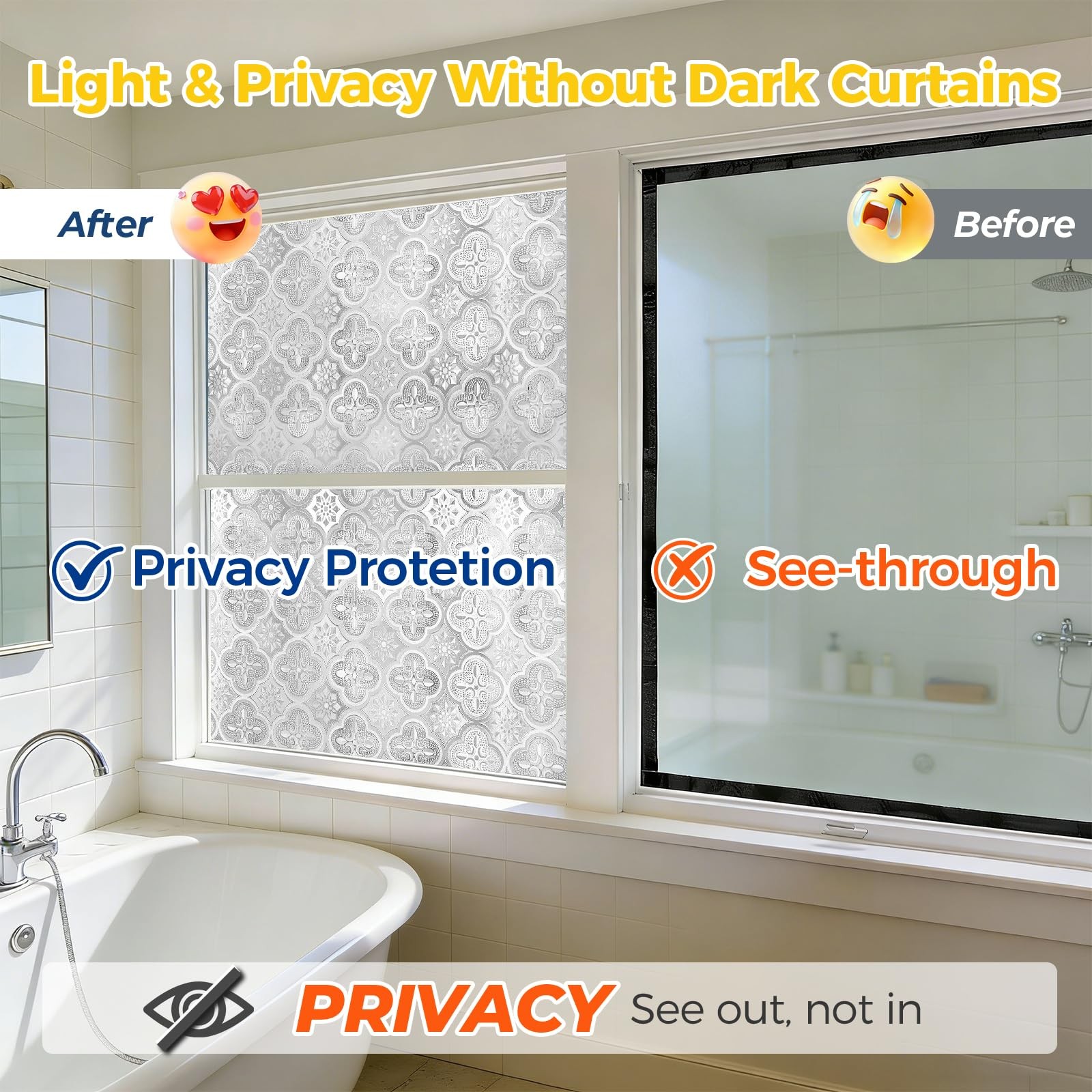 OHTMERU Window Privacy Film Decorative 17.5 x 78.7 inches, Crabapple Blossoms