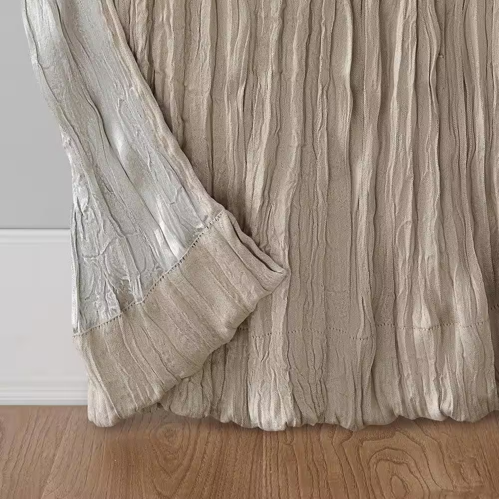 Odelia Distressed Velvet Stone Polyester 50 In. W X 84 In. L Tab Top Light Filte