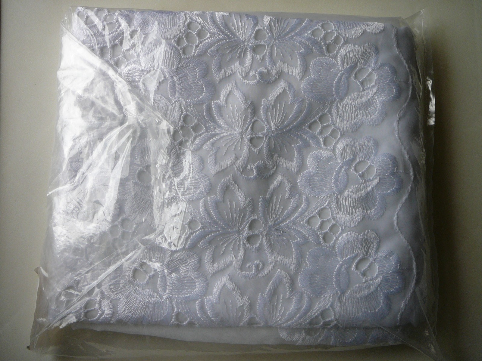 Embroidered Polyester White Lace Lisbon Style Curtain Made In Spain-60″ x 84″