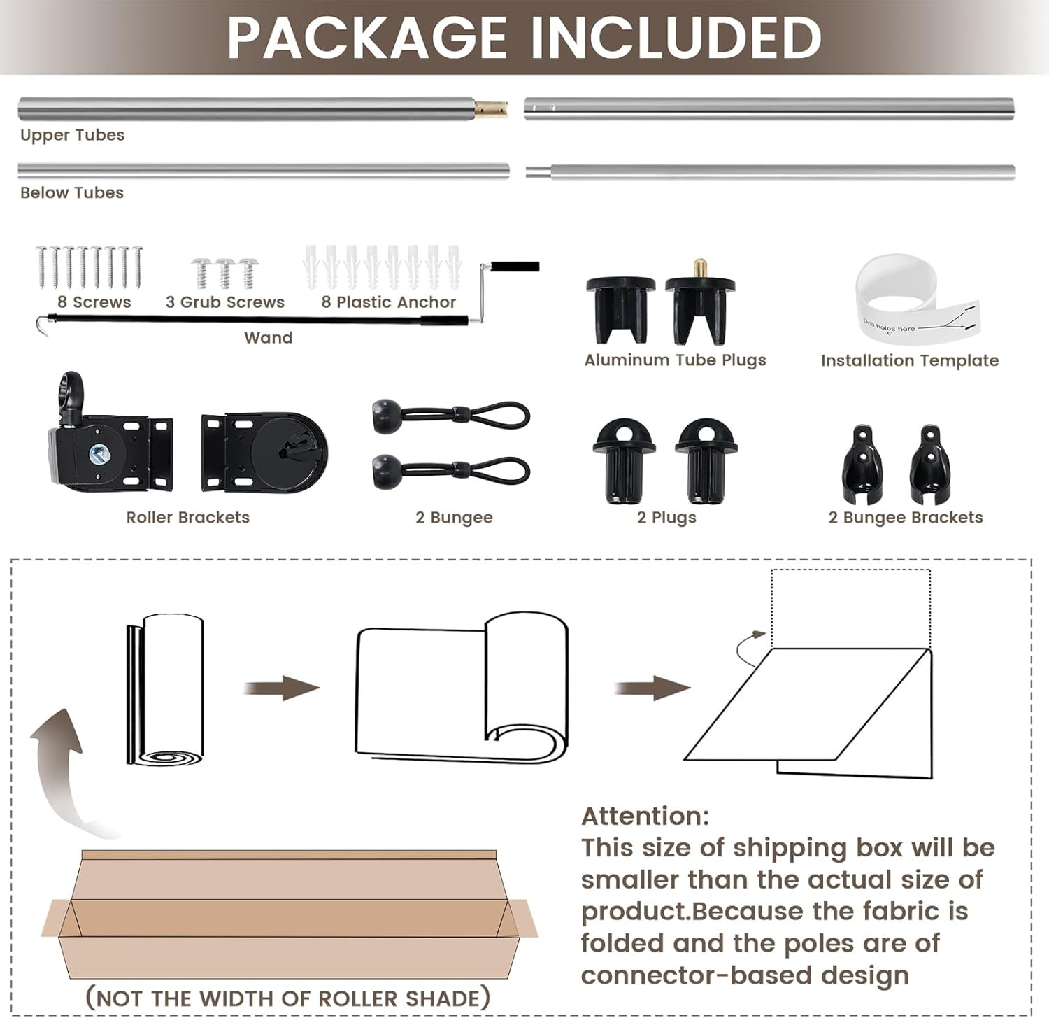 Outdoor Roller Shades for Patio, 8′ W X 8′ H Cordless Patio Shades Roll up Outdo