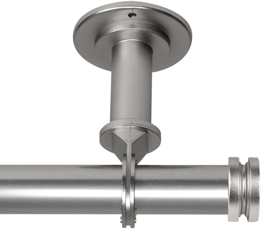 Satin Nickel 1″ Ceiling Curtain Rod/Room Divider, 48-84 Inch Adjustable