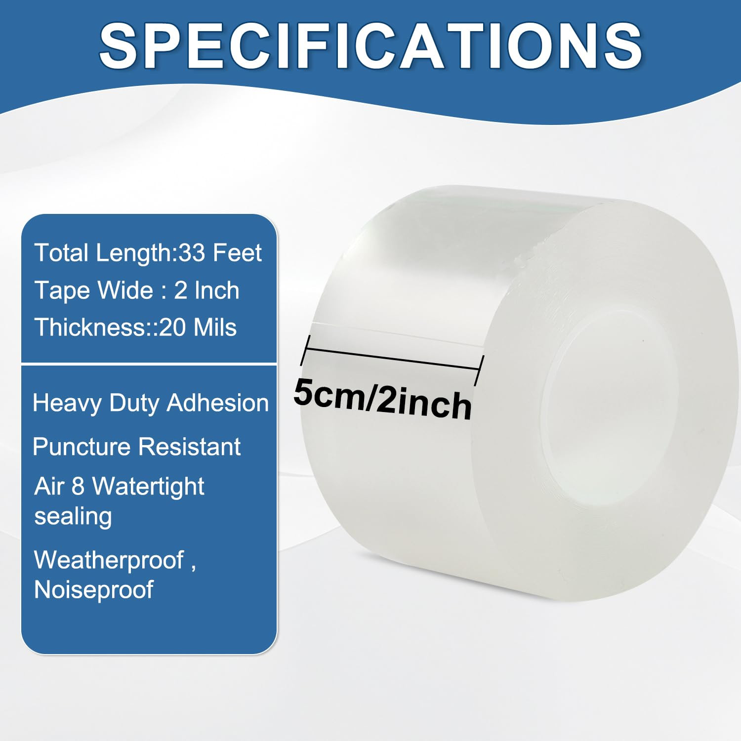 Window Sealing Tape 2IN X 33 FT Draft Isolation No Residue Removable Adhesive Wa